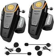 Bluetooth for Motorcycle Helmet Headset, BT-S2 Headphones Headset Speakers Built in Wireless Calling Walkie-Talkie Intercom Skiing Dirt Bike Helmet Waterproof Wireless Communication 2-3 Riders(2 Pack(