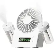 Misting Fan - Desktop Water Mister Fan Portable | Quiet Rechargeable Humidifier with Water Tank, 4 Speeds Air Circulator Cool Gadgets, Room Cooler for Camping Office Indoor