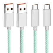 [2 Pack] Braided Fast Charging Cable Type-C Cable Compatible With Samsung Apple iPad Pro/Air/MacBook M3/2023 (Green)