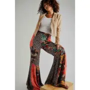 NWT Free People Love Is Wild High Rise Patchwork Bell Bottoms Pants Size S