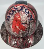 New Full Brim Hard Hat Custom Hydro Dipped BOSTON RED SOX