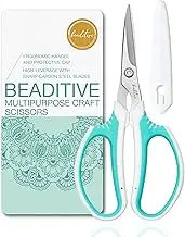 Beaditive Multipurpose Craft Scissors - High-Leverage with Sharp Carbon Steel Blades - Ergonomic Sewing Scissors for Heavy Duty Projects - Office, Scrapbook, Leather Scissors