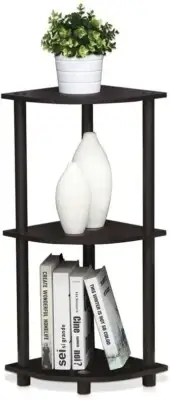 Furinno - Turn-N-Tube 3-Tier Corner Display Multipurpose Shelving Unit, Dark Wal