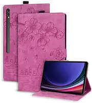 [AsWant] Case Samsung Galaxy Tab S9 Plus 2023 / S8 Plus 2022 / S7 FE 2021 / S7 Plus 2020, with Support/Wallet Function Cover for 12.4 Inch SM-X810/ X816/ SM-970/ SM-976B (Red)