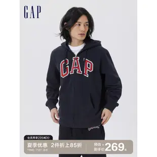 男装 Gap男女裝秋季美式復古LOGO衛衣853131運動連帽開衫戶外外套