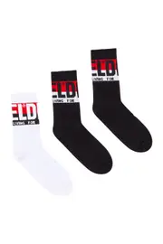 [Diesel] Diesel - Three-pack of socks with logo cuffs - Socks - Man - Multicolor L Multicolor