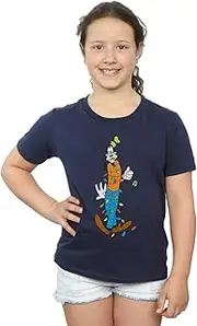 [Absolute Cult] Disney Girls Goofy Christmas Lights T-Shirt Navy Blue 5-6 Years