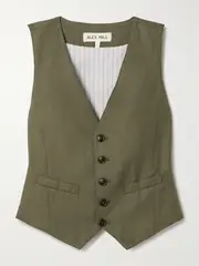 [ALEX MILL] ALEX MILL - Kam Linen, Tencel™ Lyocell And Cotton-blend Twill Vest - Army green - x large x large Green