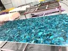 Blue Apatite Dining Slab Top, Blue Agate Counter Top Slab, Office Desk Furniture