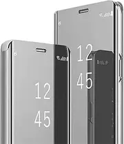 for Samsung S10e Case Mirror Mobile Phone Case for Samsung Galaxy S10e Flip Case 360 Degree Protective Case Foldable Hard PC Shockproof Cover Stand Flip Case Galaxy S10e Cases 5.8 Inches (Silver)