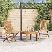Folding Garden Chairs Outdoor Teak Wood, Patio Deck Furniture Set - Wooden Foldable Chair for Balcony, Dinning & Lounge