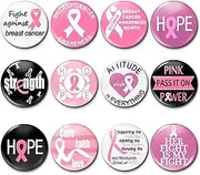 [Omgouue] Pink Breast Cancer Awareness Novelty Buttons Badge Decorations,Jewelry,Pins,12 Various Designs - 24 Pieces