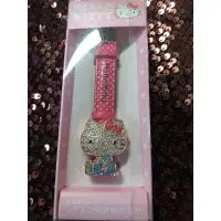 在飛比找蝦皮購物優惠-Hello Kitty掀蓋式鑲鑽手錶 粉紅點點錶帶全新商品