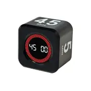 Visual Flip Cube Timer Countdown Gravity Productivity Desk Timer for Kitchen Work Study-Black