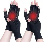 JOLAYSO 2 Pairs Arthritis Gloves Women Men, Carpal Tunnel, Rheumatiod, Tendonitis, Fingerless Hand Thumb Compression Gloves, Anti-Slip Glue dot Gloves for Work