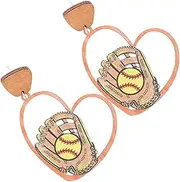 HONMEET 1 Pair Baseball Design Earrings Earrings for Women Ball Earrings for Women Wood Party Earrings for Women