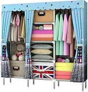 Portable Hanging Closet Wardrobe Simple Cloth Storage Cabinet Steel Pipe is Thickened/Reinforced Cloth Simple Modern Economy Portable Closet Shelf 66.9inx 67.7inx 17.7in