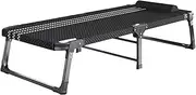 Portable Iron Alloy Foldable Camping Bed with Pillow Lightweight Foldable Bed Breathable Camping Cot Single for Outdoor Office Comfortable