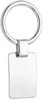 [Generic] 925 Sterling Silver Solid Concave Polished Engravable Rhodium Plated Key Chain Jewelry Gifts for Men