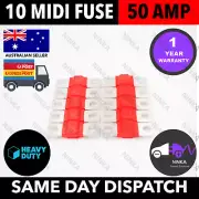 10 x 50 AMP Midi Fuses 50A for Dual Battery ANS Fuse Holder Solar Caravan