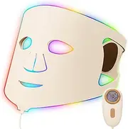 KINGDO 7-Colors LED Face Mask With 119 LEDs - Red Light Therapy for Face, Near-Infrared 630 nm & 850 nm - Rechargeable, Portable, Timing Function for Home & Travel