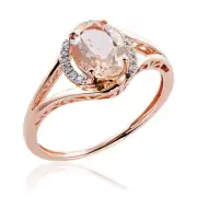 10k Rose Gold Morganite and Diamond Ring