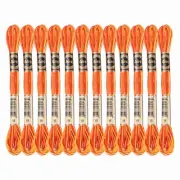 12 Skeins Embroidery Floss, Polyester Embroidery Threads Orange
