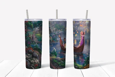 20oz skinny Stainless steel tumbler Tangled Rapunzel