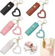 KuuGuu Lipstick Holder Keychain PU Leather Potable Chapstick Holder with Mirror Soft Lip-Balm Holder