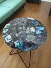 15" Round Labradorite Stone Center Sofa Coffee Table Kitchen Slab Table Decors