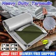 OZ Tarpaulin Tarp Canvas Camping Poly Tarps Heavy Duty Cover PE Silver