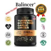 Turmeric Capsules - with Bioperine, Garlic, Ginger - 95% Curcuminoids