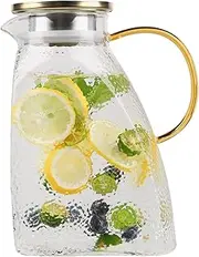 WHJY Fridge Door Glass Water Pitcher With Lid - 1.5 Liter/50oz With Handle for Ice Tea, Lemonade, Juice, Coffee, Milk