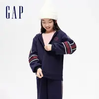 在飛比找蝦皮商城優惠-Gap 女童裝 Logo刷毛連帽外套 碳素軟磨系列-海軍藍(