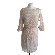 AIDAN MATTOX Dress Women's Size 8 Nude Sequin Chevron Wedding Cocktail
