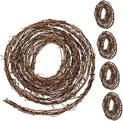 Vaguelly 5pcs Timber Buckle Vine Strips Home Decor Wedding Decoration Accessories Wreath Supplies Vine Weaving Crafts Wrap Around Garland Craft Wreath Natural Vine Light Brown Rattan