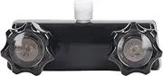 RV Shower Faucet Valve Diverter Shower Mixing Valve Control with 2 Knobs Wheel for Motor Home (Black Base Black Knob)