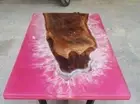 Pink Epoxy Table, Resin Table, River Coffee Table, Live Edge Table, Wooden Table