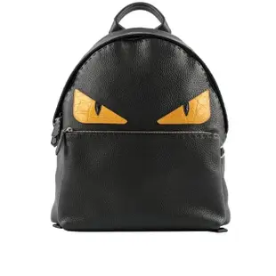 【FENDI 芬迪】Bag Bugs 鱷魚皮怪獸眼睛牛皮後背包_展示品(黑色)