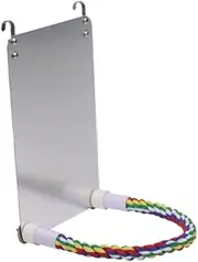 JISADER Bird Mirror for Parrots Pecking Toy with Perch with Rope Perch for Budgie Parakeet