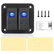 Switch Panel 2 Gang Aluminum Toggle Switch, Waterproof 12V/24V Marine Rocker Pan