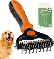 Undercoat Rake for Dogs, 2 in 1 Dematting Comb & Deshedding Tool for Long Hai...