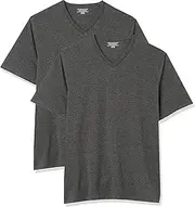 [Amazon Essentials] Men's Regular-Fit Short-Sleeve V-Neck T-Shirt (Available in Big & Tall), Pack of 2