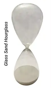 NWT 10” Glass And White Sand 45 Minute Timer Hourglass