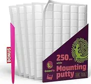 Greenfix Mounting Putty 250PCs - Poster Putty for Walls Removable Non Marking - White Sticky Tack for Wall Hanging - Reusable Adhesive Putty Picture Hangers - Ticky Tack for Classroom Home Office