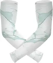 [Yoogain] UV Protection Arm Sleeves Youth Light Green Luxury Marble Texture Baseball Sleeves Outdoor Sports & Outdoor Working Anti-Run cubre brazos, Light Green Luxury Marble Texture