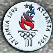Nice Dated 1996 Atlanta White Round Olympic Torch Mark Pin
