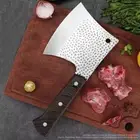 Handmade Butcher Knife Hammered Forged Steel Wood Handle Cleaver Axe Chop Bone L