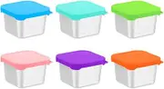 6 Pack Stainless Steel Snack Containers,Sauce Cup,Snack Camping Seasoning Container,Small Food Lunch Box,with Silicone Lids, Lunch Bento Boxes Set,Outdoor Picnic Portable Container