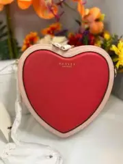 NWT RADLEY LONDON Love Is In The Air Red/ Pink Leather Heart Shape Crossbody Bag